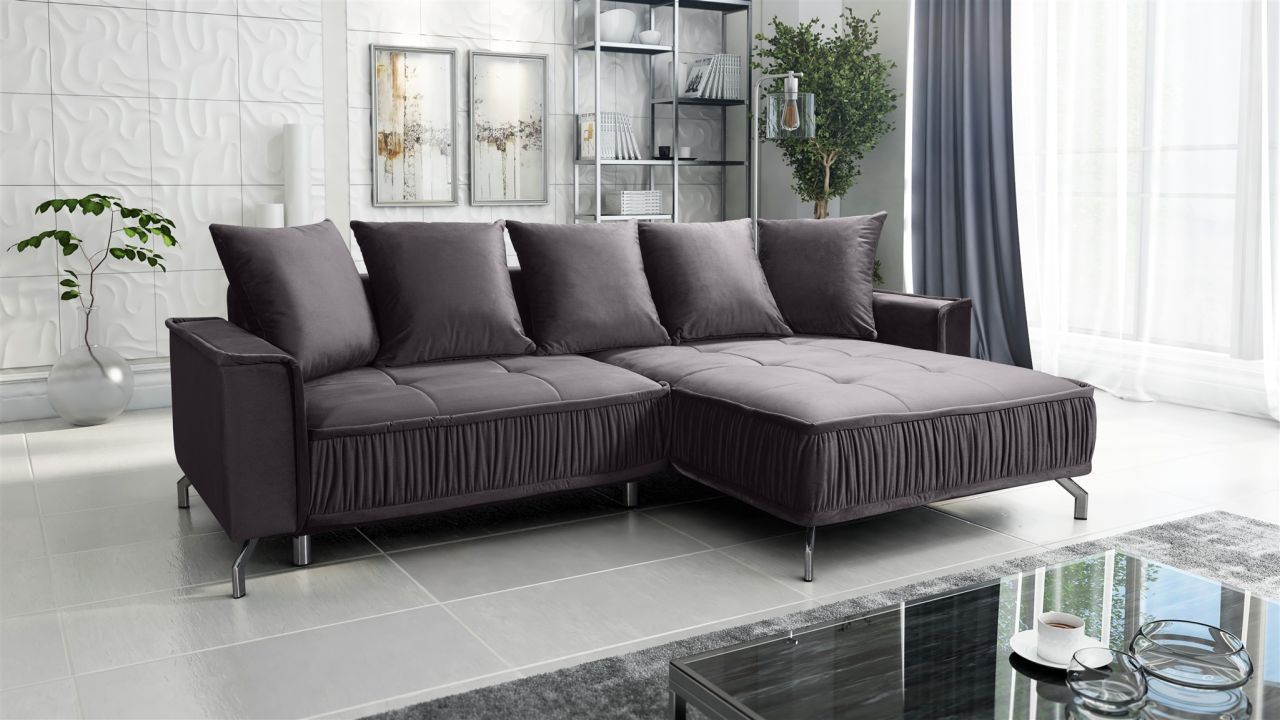 Ecksofa Schlafsofa Sofa FLORENCE Stoff Element Grafit Ottomane Rechts