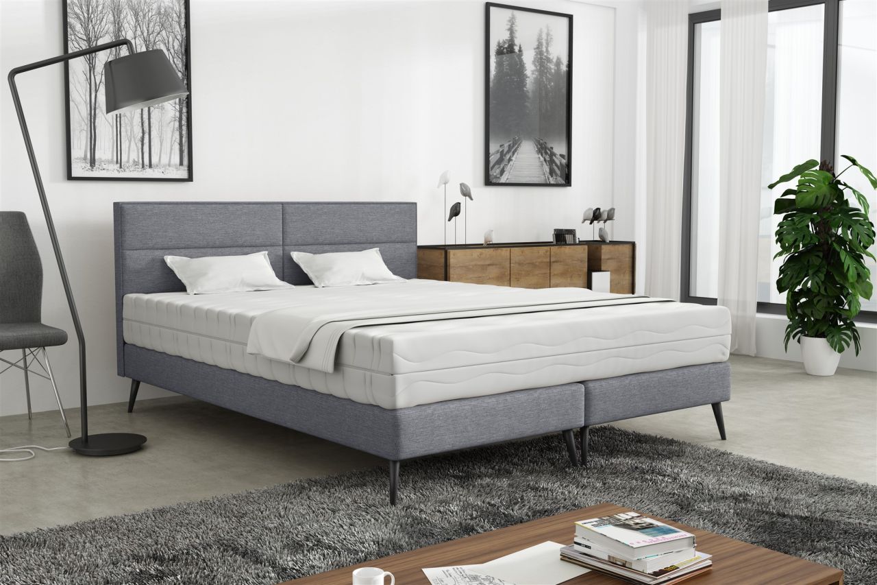 Polsterbett Doppelbett BERGAMO 200x200cm Stoff Gemma Dunkelgrau ohne Matratze