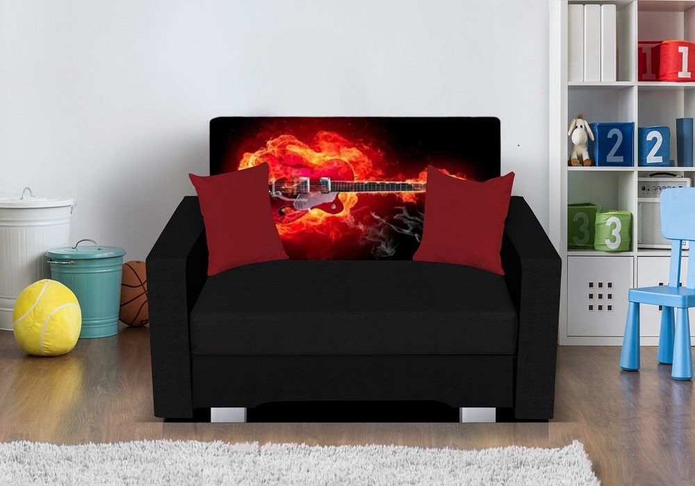 Sessel mit Schlaffunktion IRVING XL in Schwarz- Music inkl.Bettkasten