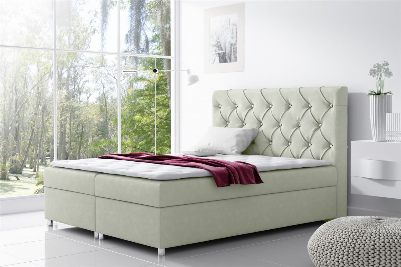 Boxspringbett Schlafzimmerbett DOLCE Polyesterstoff Beige 180x200cm