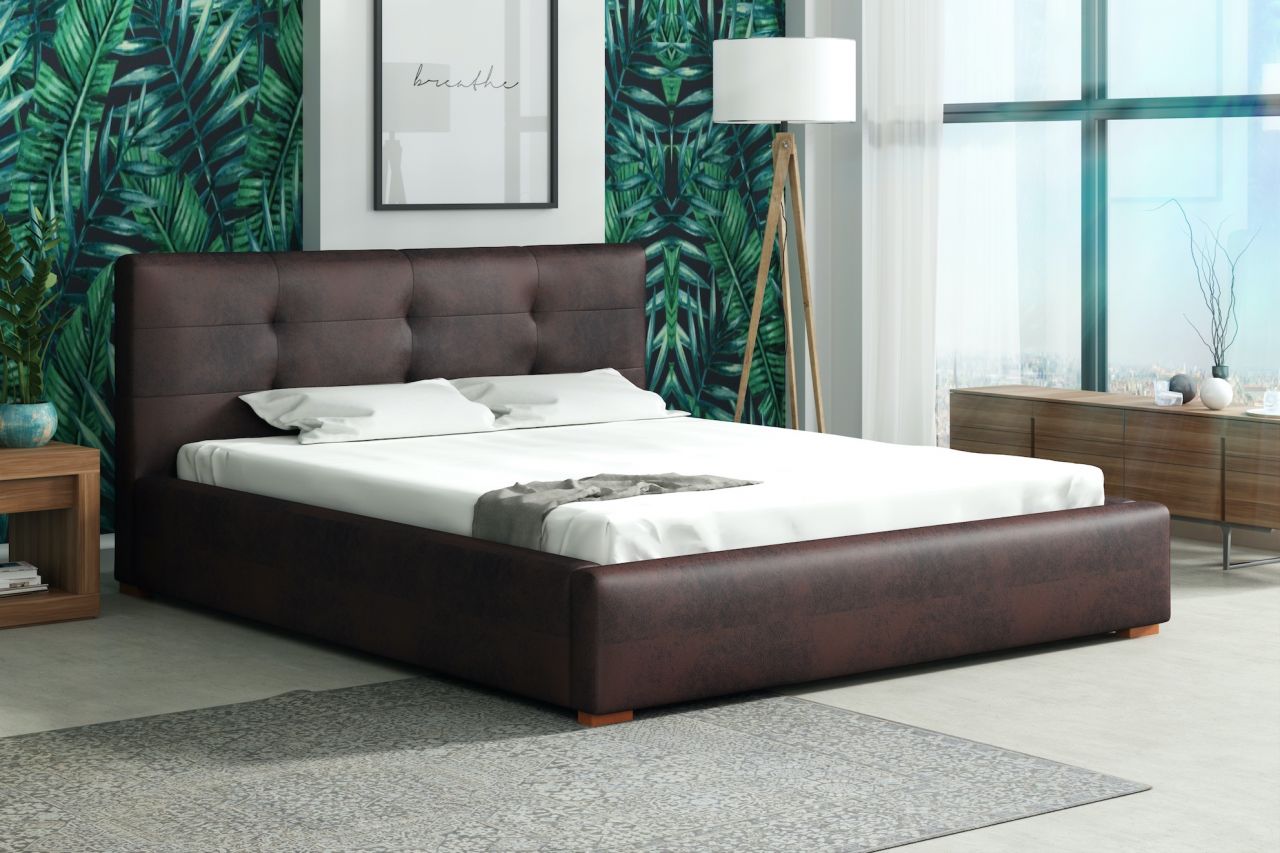 Polsterbett Doppelbett TERAMO (Set 1) Vintage Dunkelbraun 120x200cm