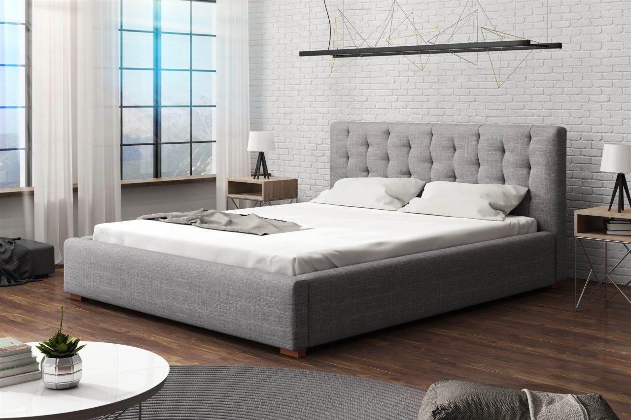 Polsterbett Bett Doppelbett LUCCA Stoff 180x200cm Stoff Sawana Hellgrau