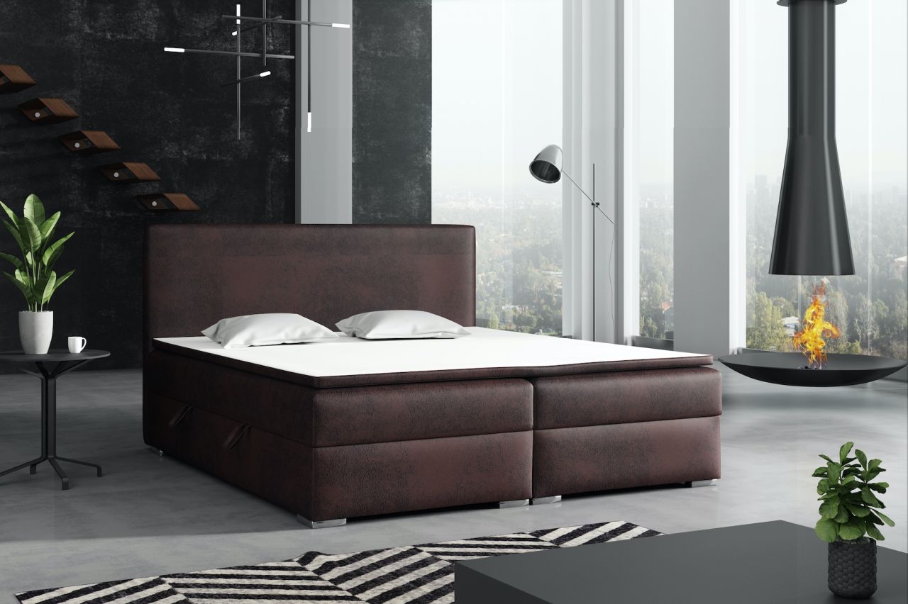 Boxspringbett Schlafzimmerbett DORIAN 200x200cm Vintage Dunkelbraun