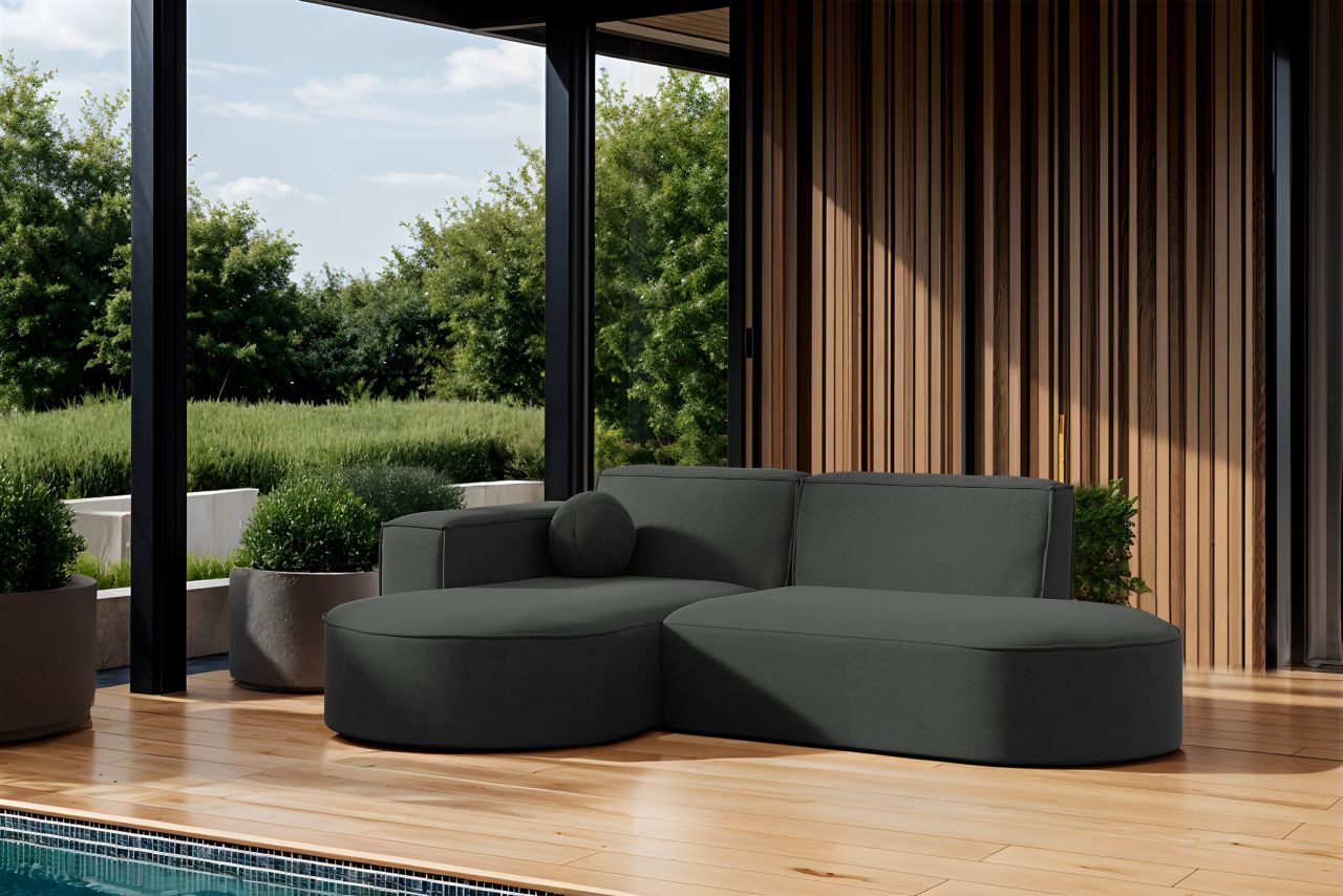 Garten Ecksofa SUNDAY XS in wetterfester Stoff ART-N Anthrazit Ottomane Links