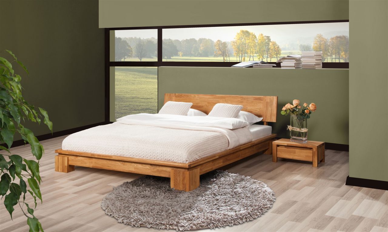 Massivholzbett Schlafzimmerbett MAISON Eiche massiv 180x200 cm