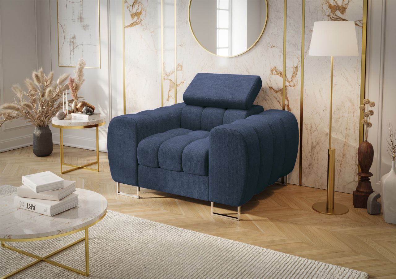 Sessel Designersessel BASTIEN in Stoff Moly Dunkelblau