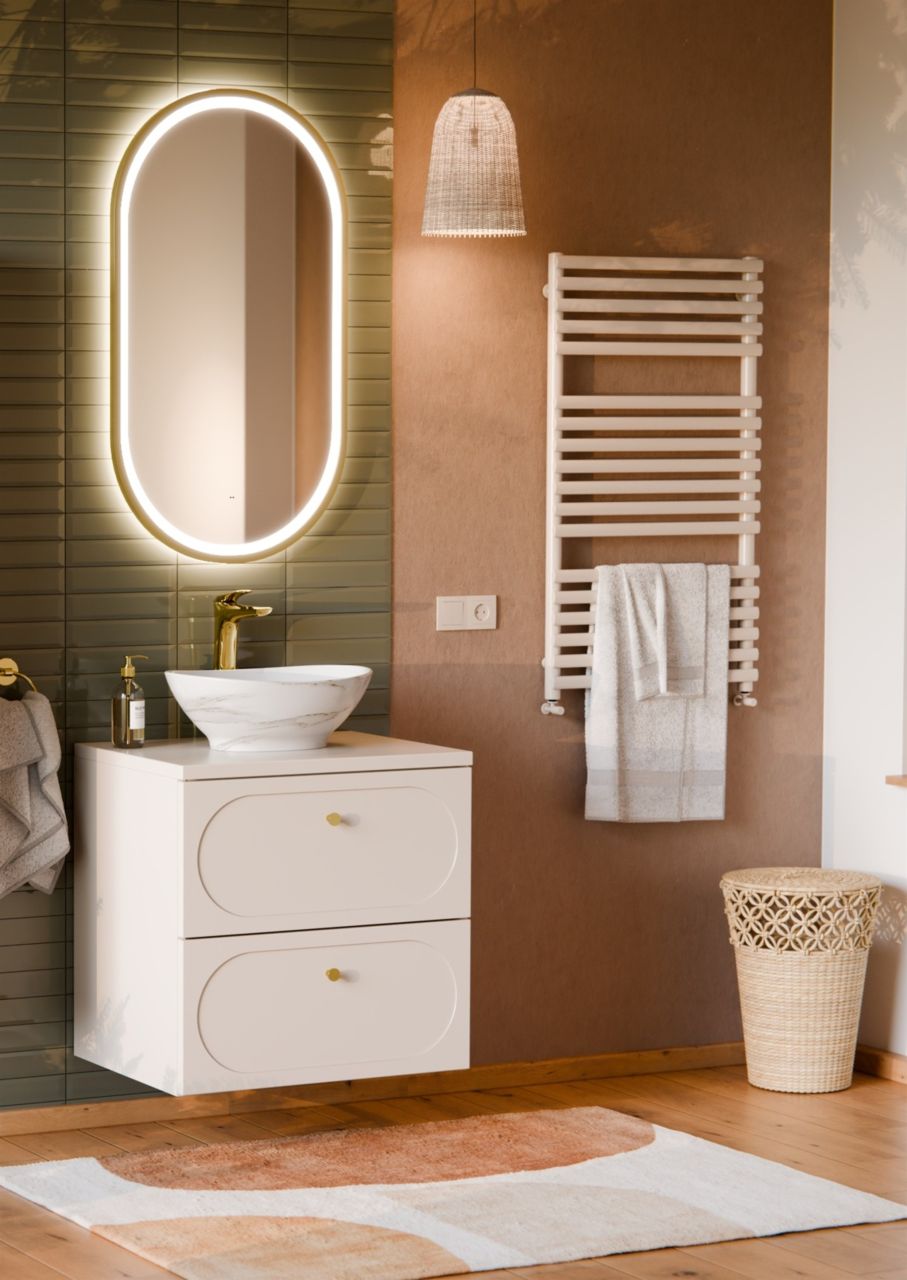 Badmöbel Set 3-tlg Badezimmerset KONA Cashmere Sand Beige Schrank 60cm inkl. ...