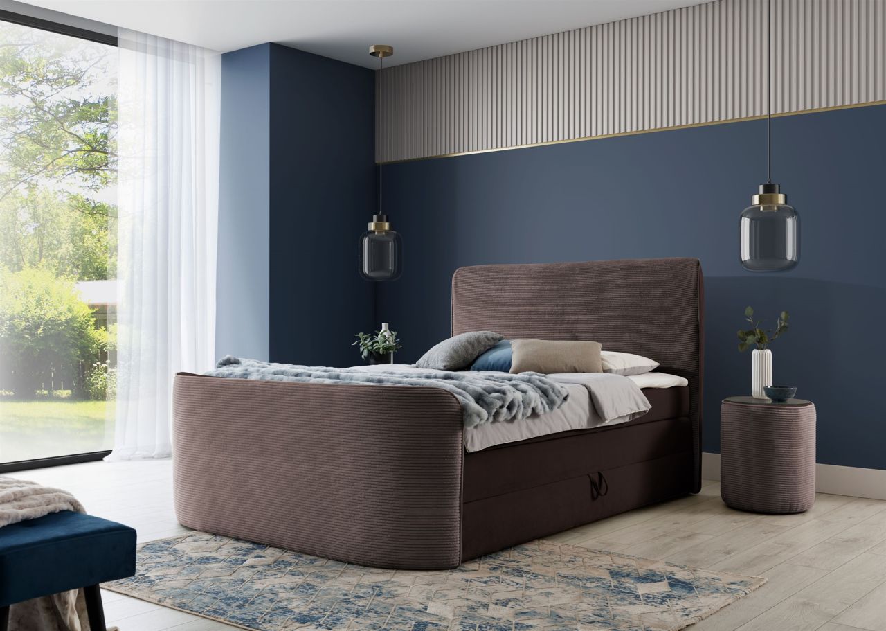 Boxspringbett Schlafzimmerbett BODY 160x200cm in Stoff Schokobraun inkl. Bett...