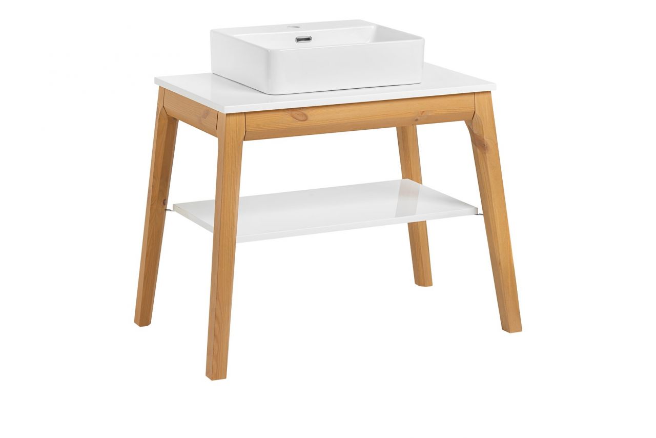 Waschbeckenunterschrank SORBI Eiche massiv inkl.Waschbecken