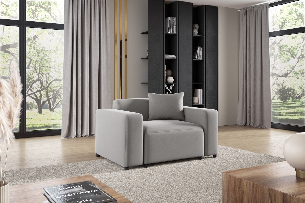 OUTLET Sessel Designersessel MEGAN in Stoff Salvador Hellgrau