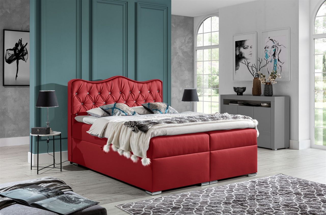 Boxspringbett Schlafzimmerbett SAHAN 200x200cm Kunstleder Rot