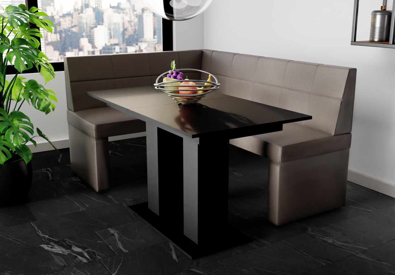Eckbankgruppe 196x142 cm BLAKE XL R Kunstleder Dunkelbraun / Esstisch DANTE S...
