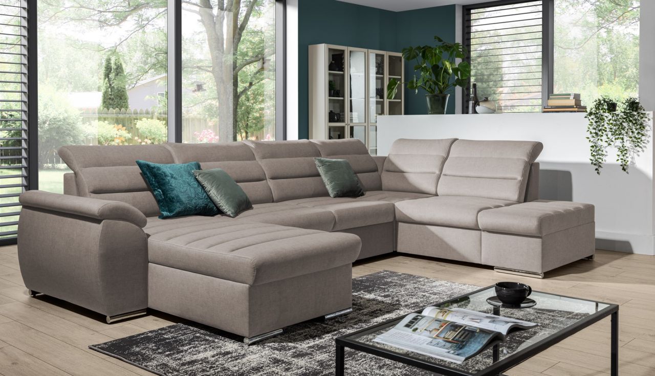 Couchgarnitur PASCARA U-Form mit Schlaffunktion-Sand /Otto.. Links