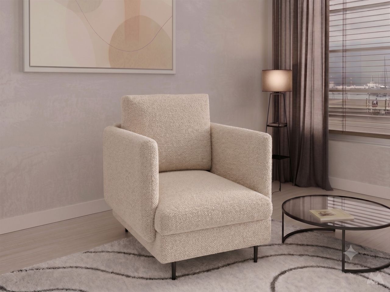 Sessel Designersessel HELMER Stoff Baloo Beige