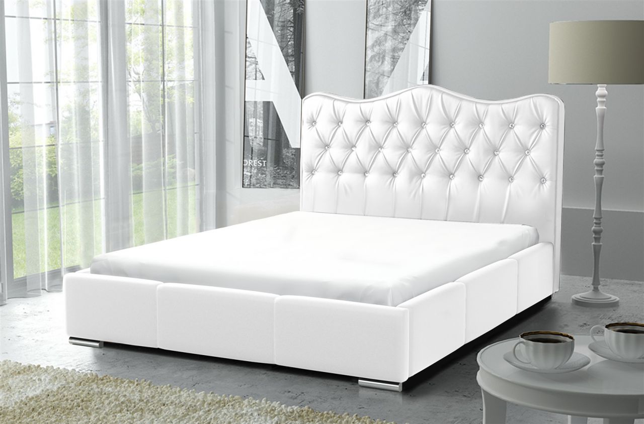Polsterbett Schlafzimmerbett SULTAN Kunstleder Weiss 180x200cm