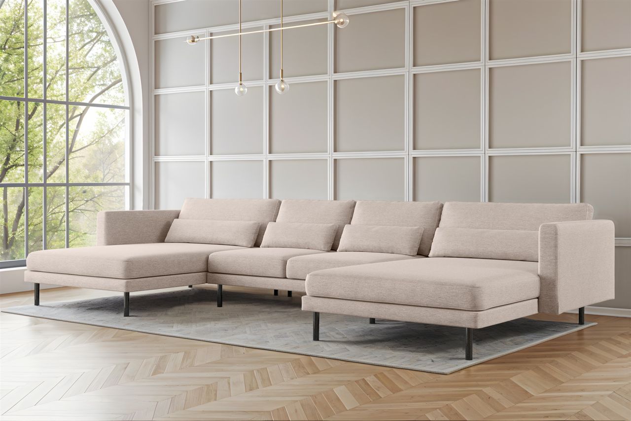 Wohnlandschaft U-Form Sofa AGADA in Stoff Verita Beige