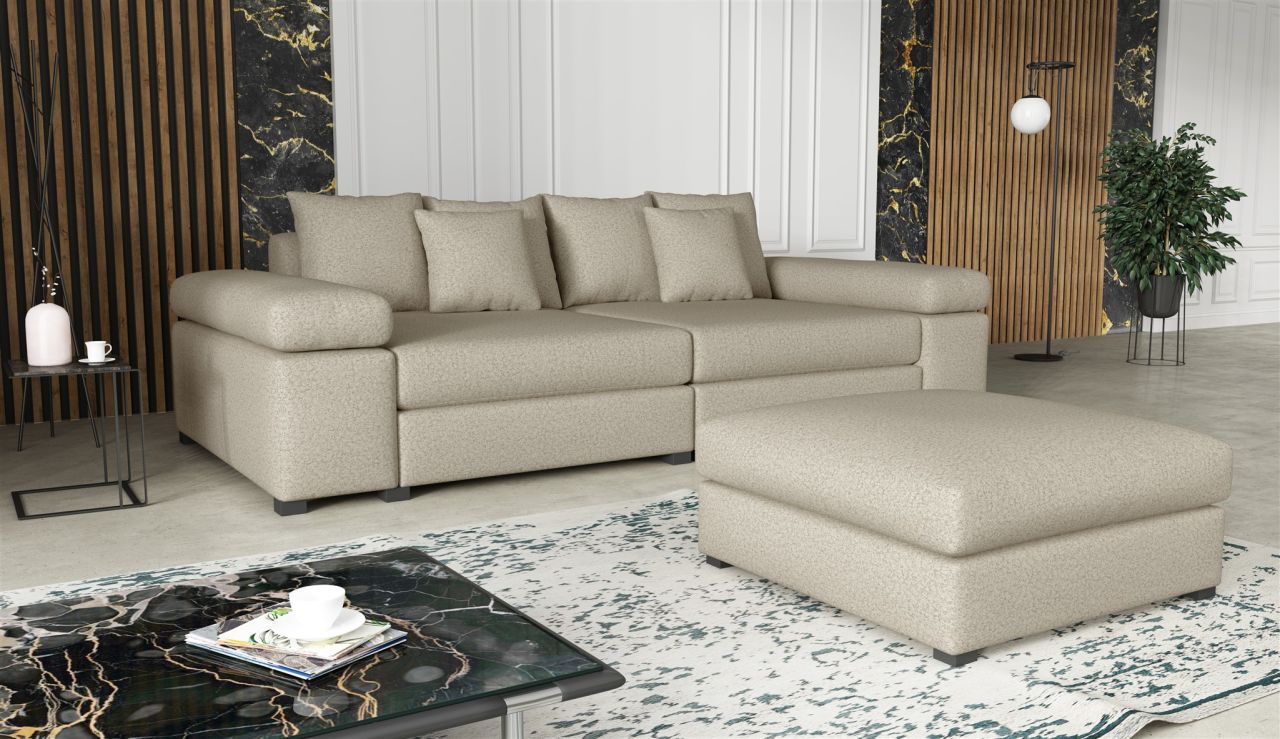 Big Sofa Megasofa Riesensofa AREZZO inkl. Hocker Stoff Now or Never Beige