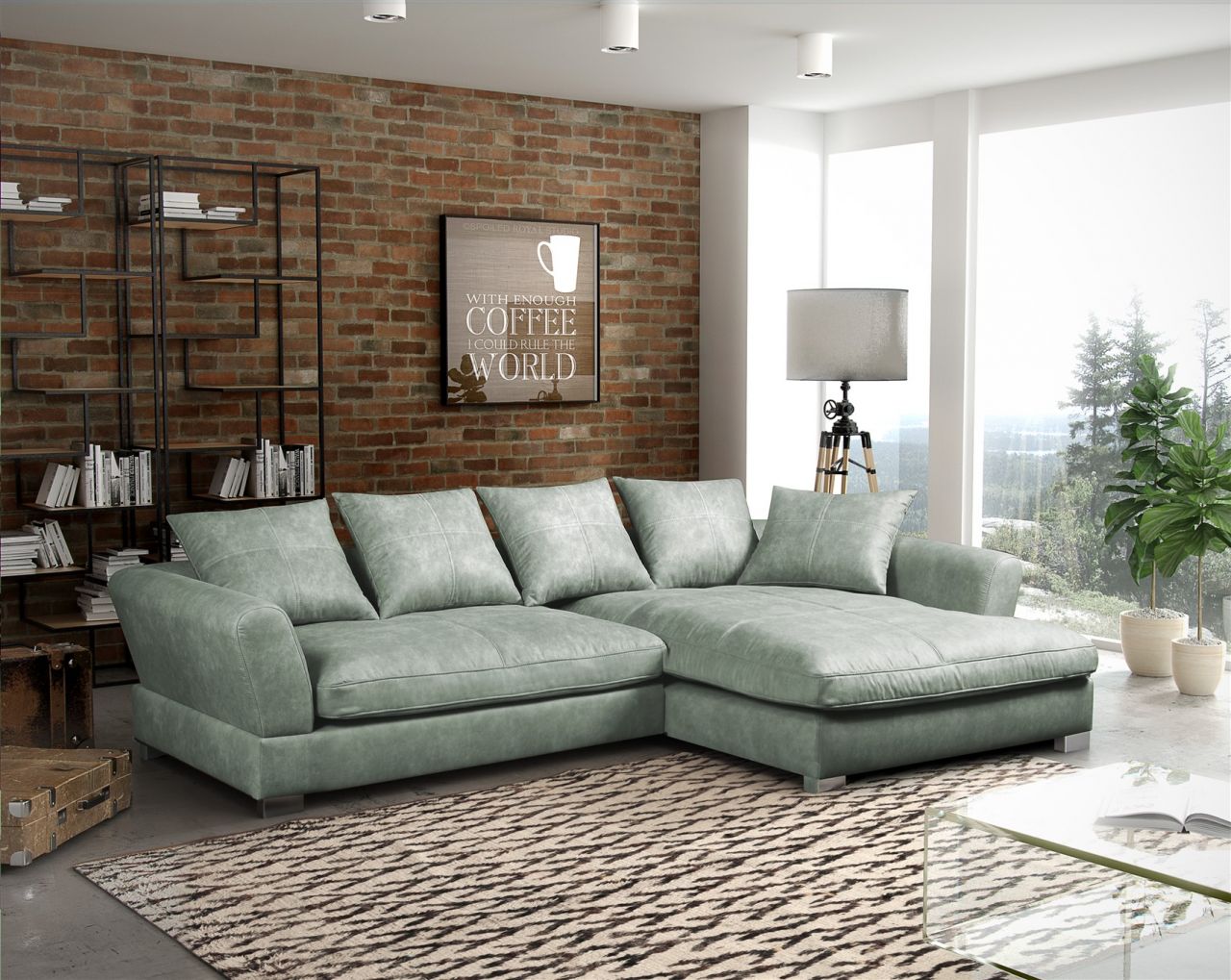 Couchgarnitur TIZIAN L-Form in Wildlederoptik-Hellgrau /Otto.. Rechts