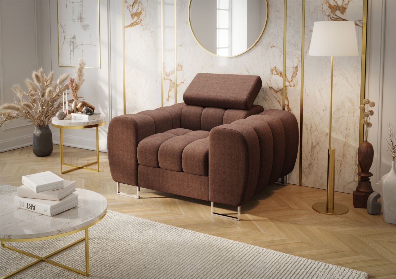 Sessel Designersessel BASTIEN in Stoff Gemma Pflaume