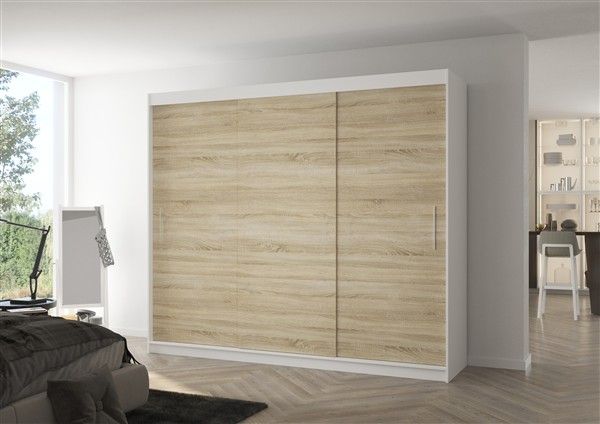 Schiebetürenschrank Schrank Nr.510 in Weiß- Sonoma Eiche matt 250x215x58 cm