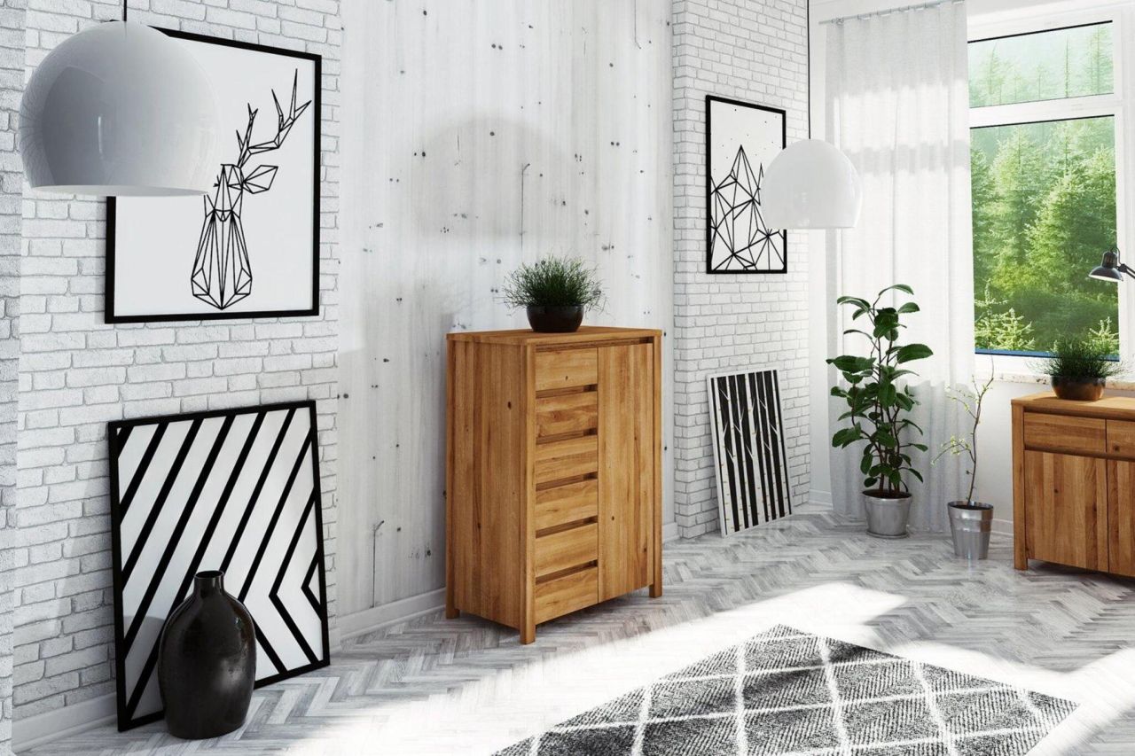 Kommode Hochschrank MAISON Eiche massiv 80x112x45 cm