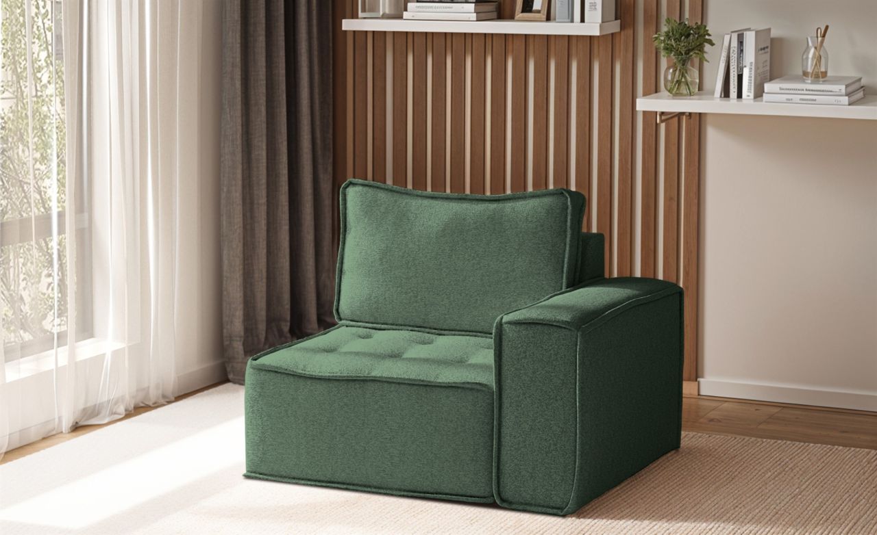 Sessel SANDE 1-Sitzer Modul Stoff Raven Flaschengrün Seite Rechts