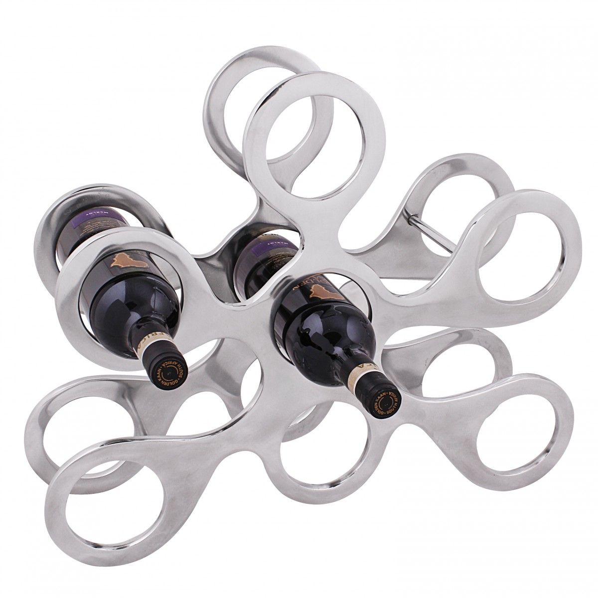 Weinregal Design 43 cm für 7 Flaschen Aluminium Silber