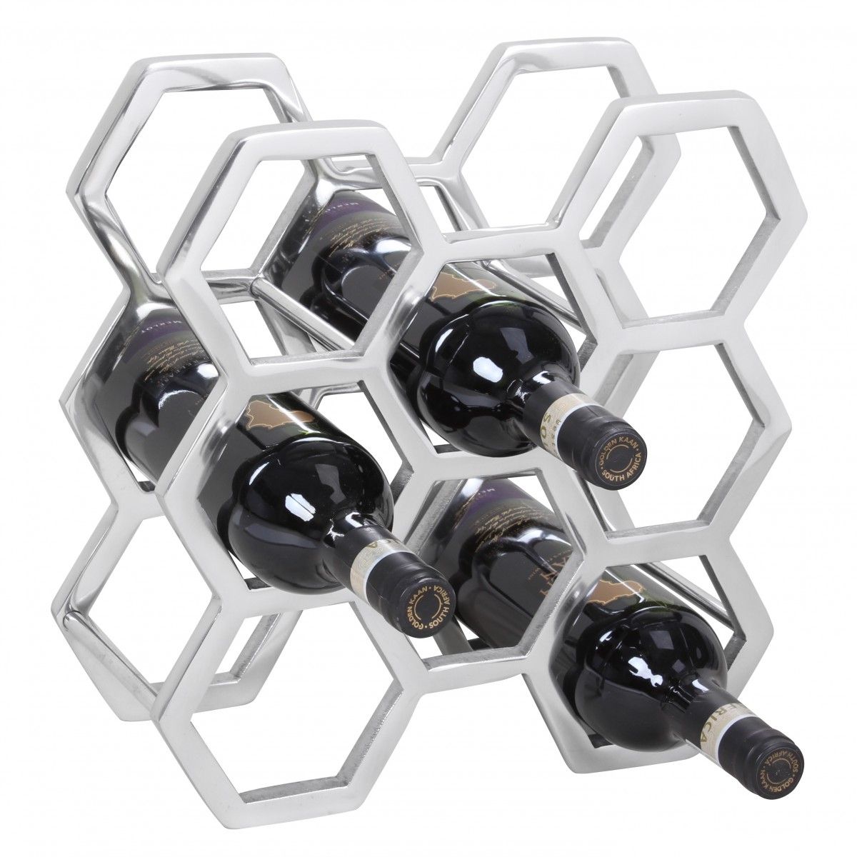 Weinregal Design 32,5 cm für 8 Flaschen Aluminium Silber