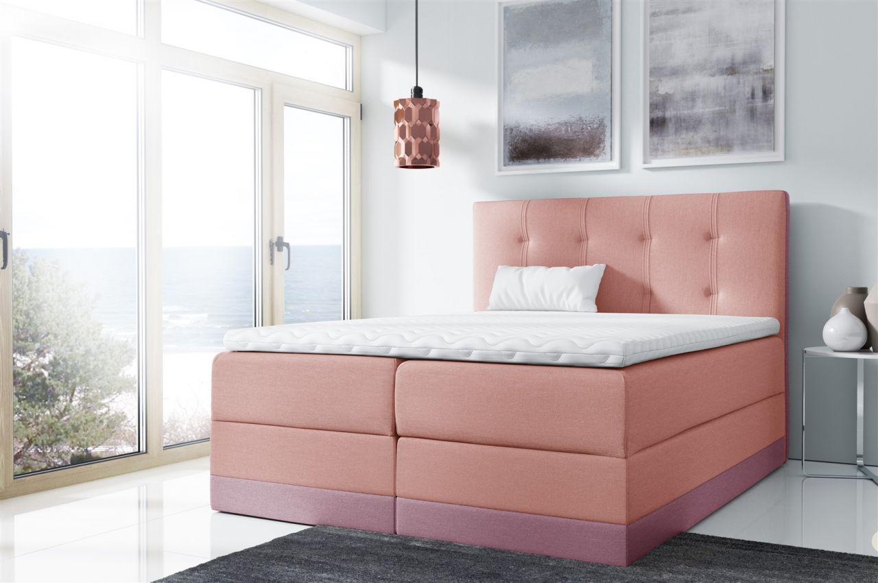 Boxspringbett Schlafzimmerbett BALEA 140x200cm Rosa-Lila