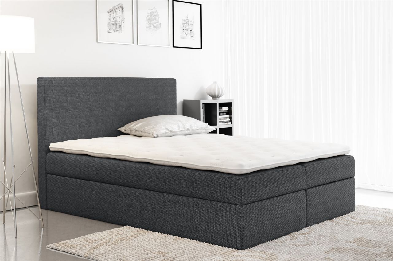 Boxspringbett Schlafzimmerbett KELIS Webstoff Grau 160x200cm