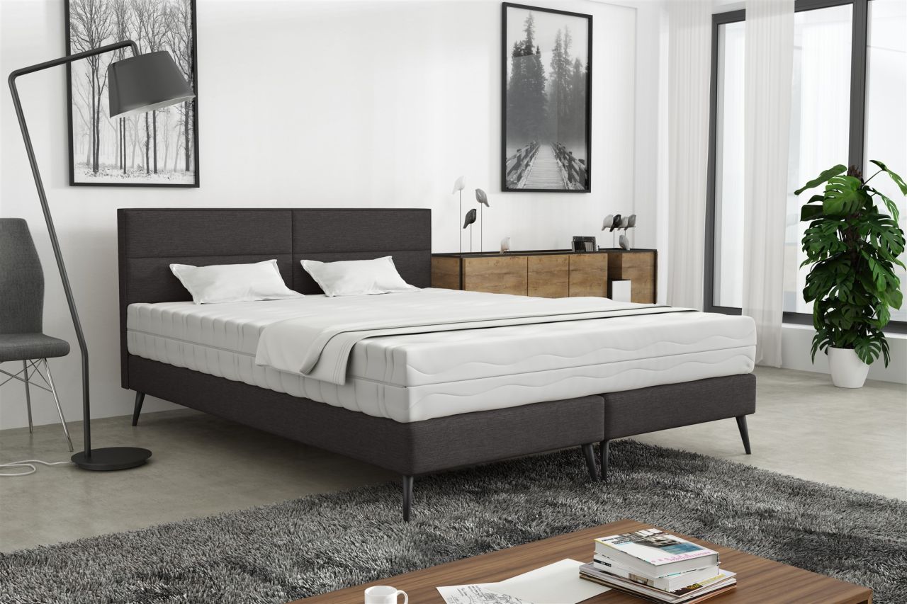 Polsterbett Doppelbett BERGAMO 140x200cm Stoff Gemma Anthrazit ohne Matratze