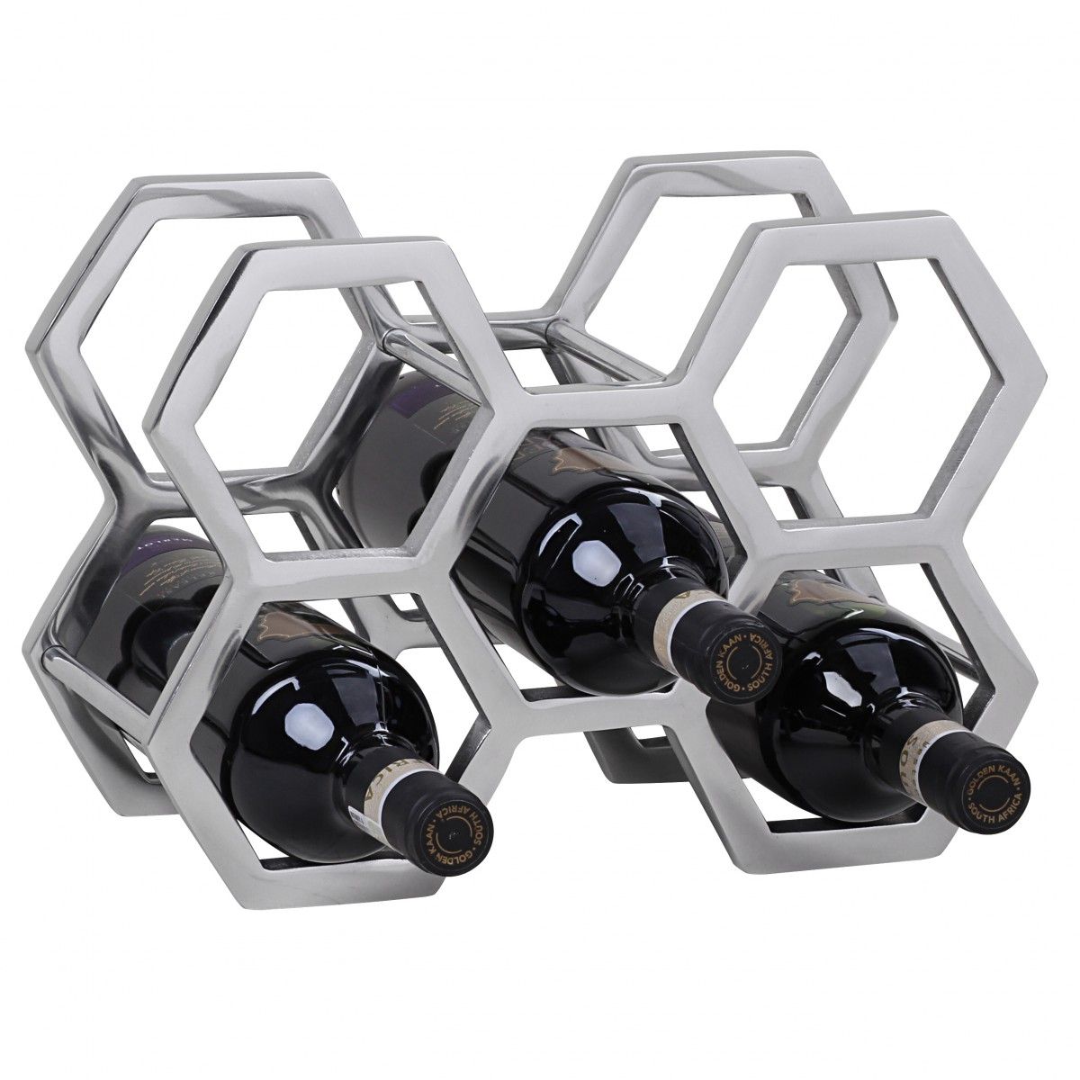 Weinregal Design 22 cm für 5 Flaschen Aluminium Silber