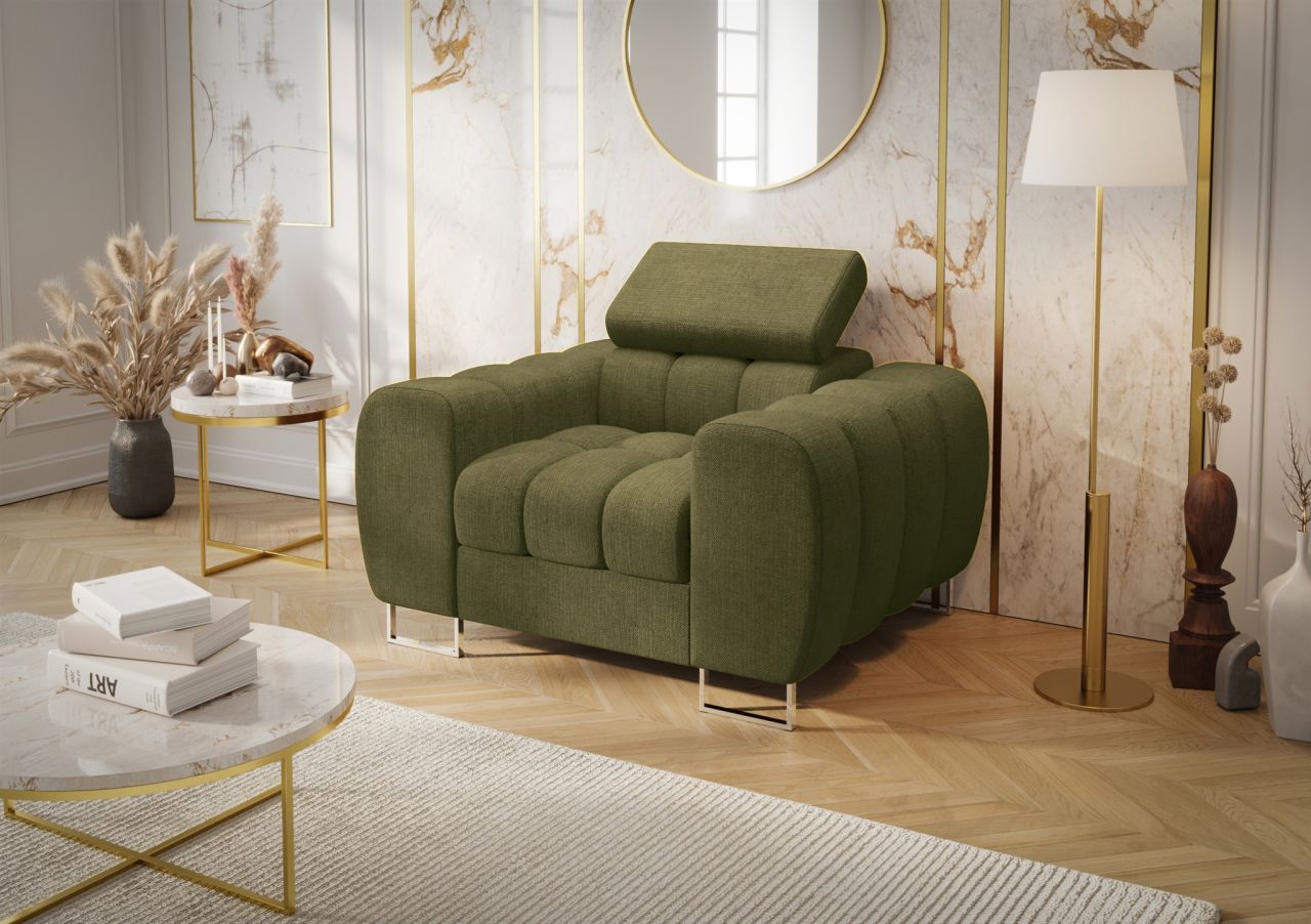 Sessel Designersessel BASTIEN in Stoff Moly Olivgrün