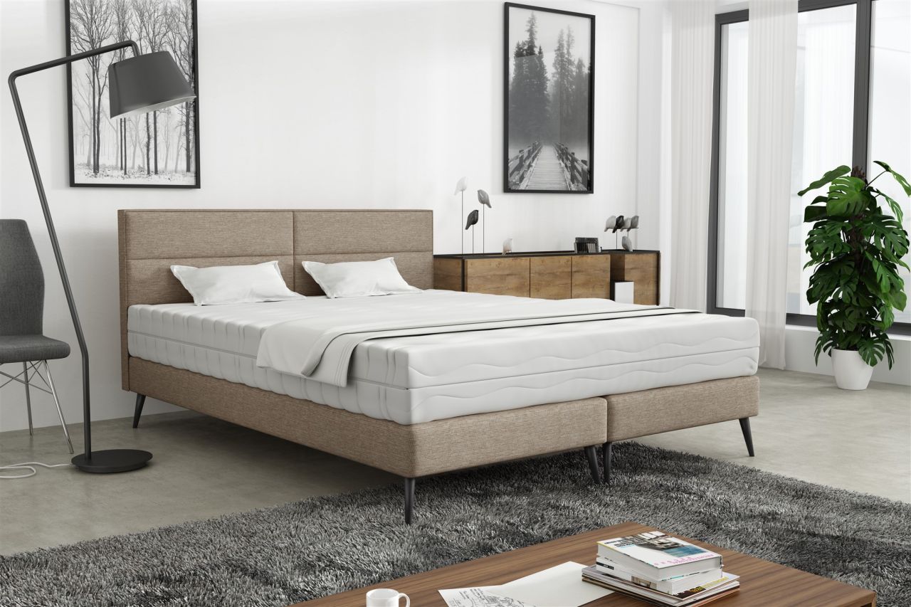 Polsterbett Doppelbett BERGAMO 200x200cm Stoff Gemma Cappuccino ohne Matratze
