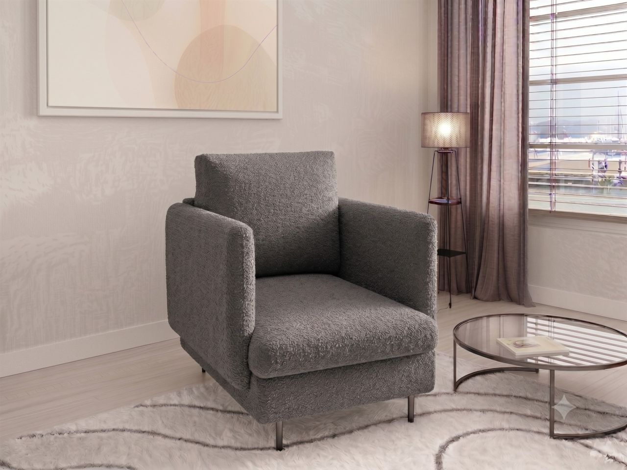 Sessel Designersessel HELMER Stoff Baloo Grafit