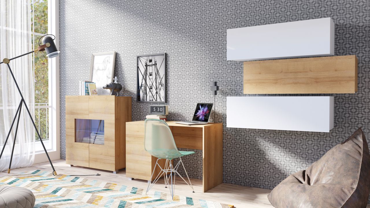 Kinderzimmer Jugendzimmer Set 5 tlg - LABRI 2 - Sonoma- Weiss HGL