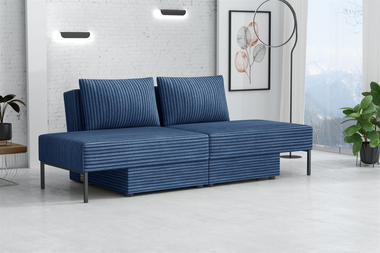 Sofa mit Schlaffunktion GORKA 3in1 – Bett, Liege & Sofa in Stoff Velo Blau