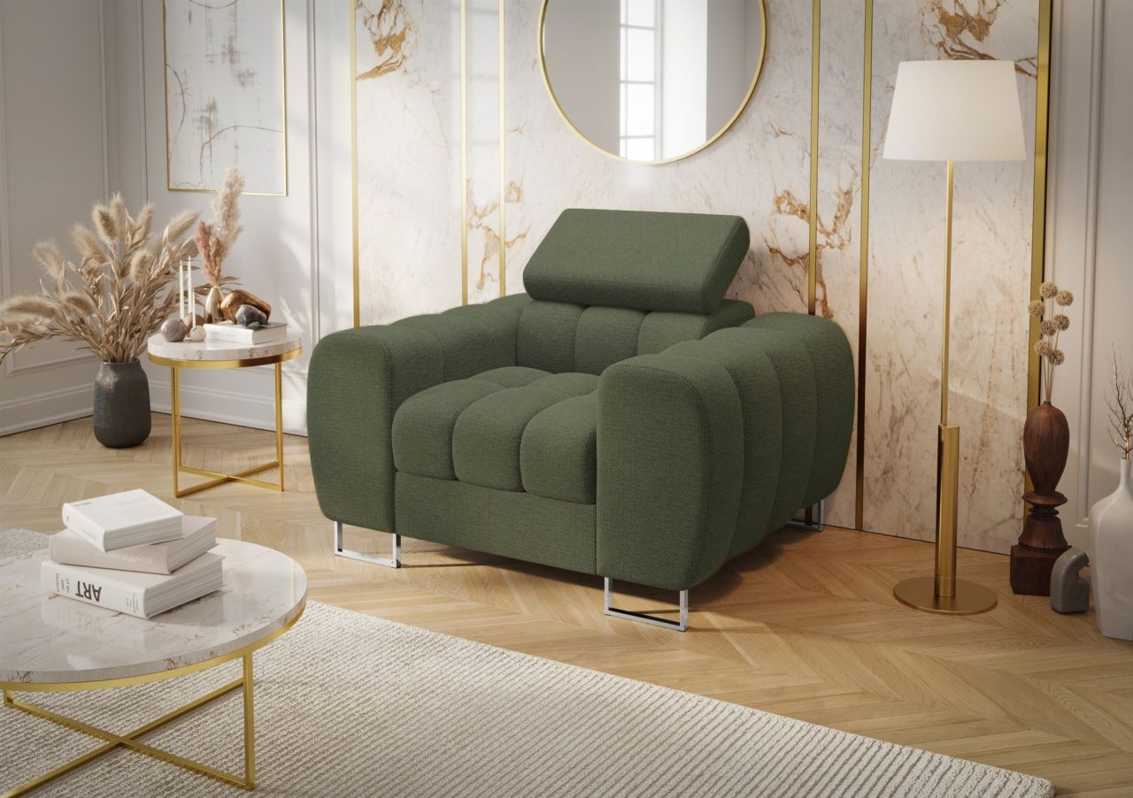 Sessel Designersessel BASTIEN in Stoff Aragon Grün