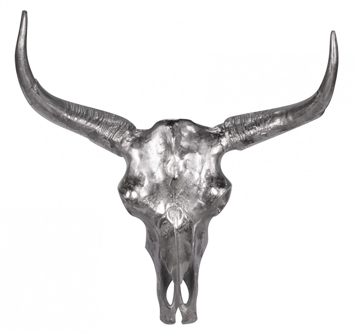 Deko XXL Design Wanddekoration 'COW' Kuhkopf Aluminium silbern