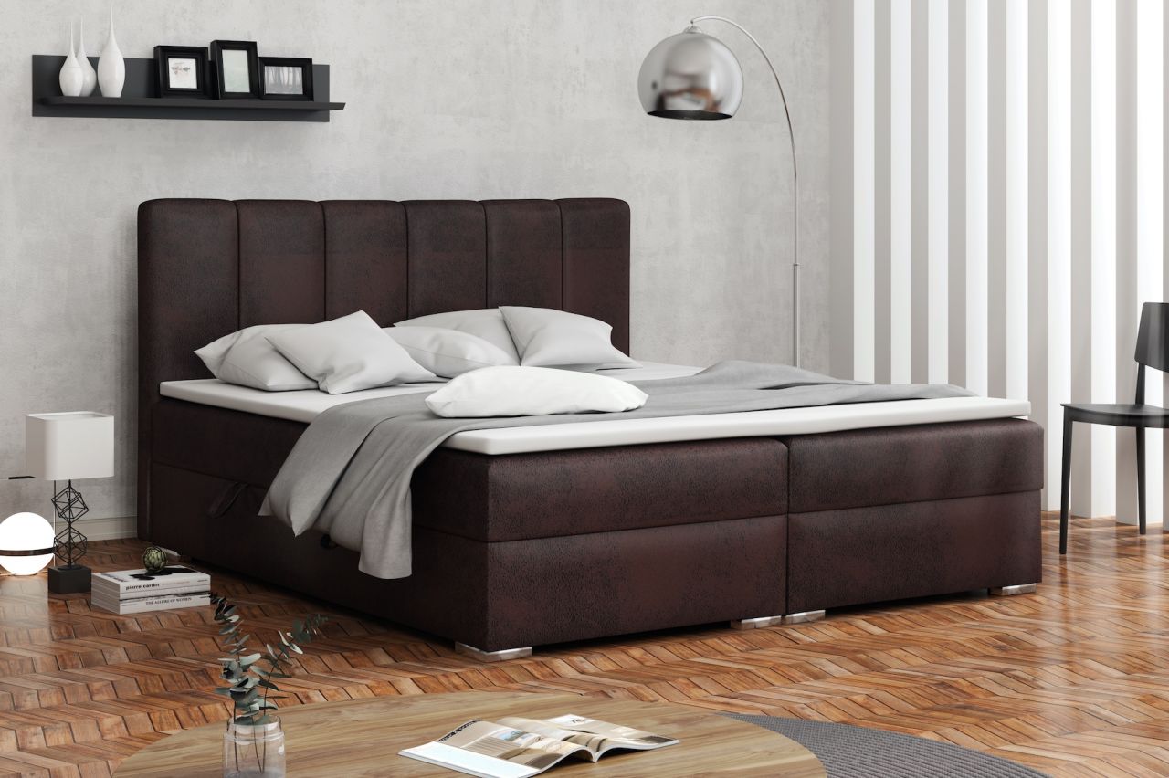 Boxspringbett Schlafzimmerbett ALVARA 140x200cm Vintage Dunkelbraun