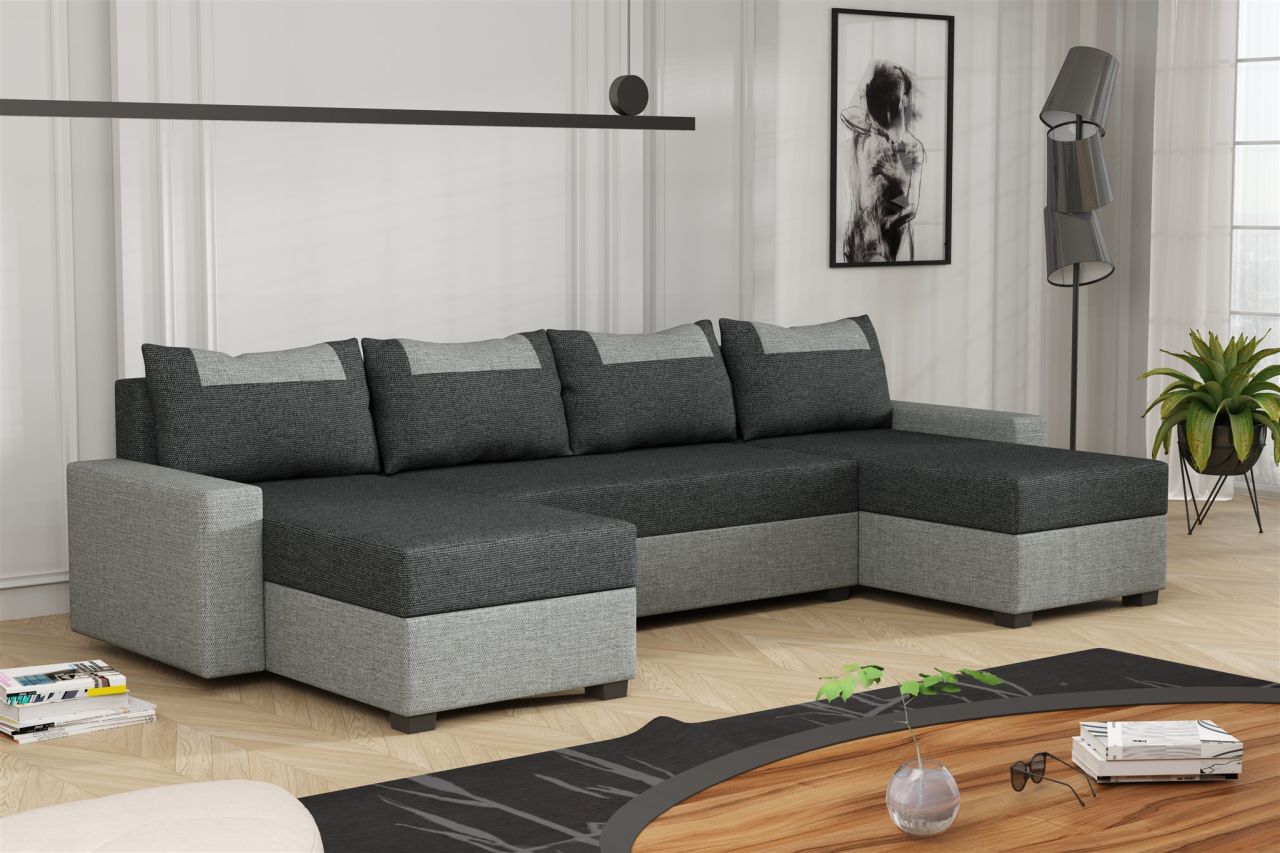 Wohnlandschaft Schlafsofa Sofa HEDVIG LUX Stoff Inari Grau- Dunkelgrau