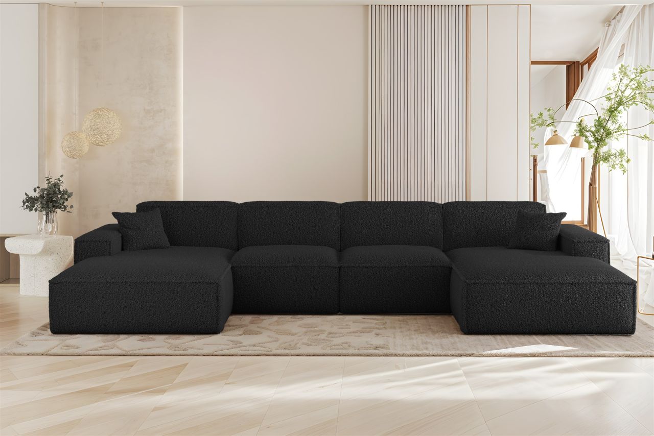Wohnlandschaft Sofa U-Form CELES PREMIUM in Stoff Sven Schwarz