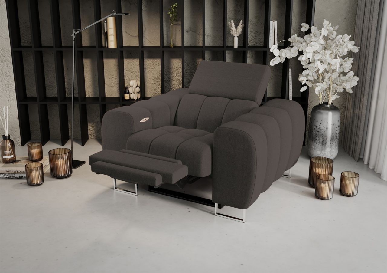 Sessel mit Relaxfunktion BASTIEN RELAX in Stoff Gemma Graphit