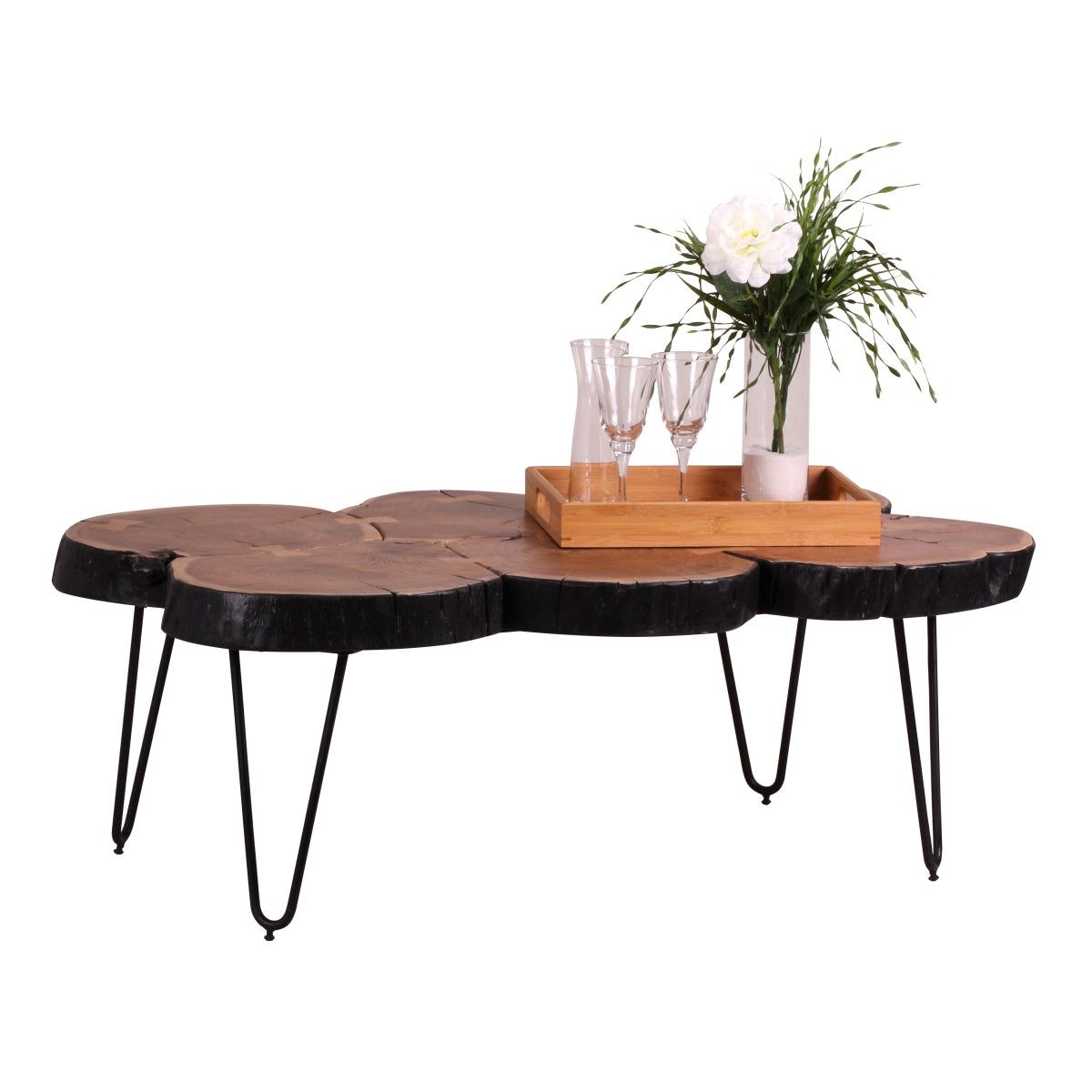 Couchtisch Massivholztisch WABEN 110x60 cm Holz Akazie