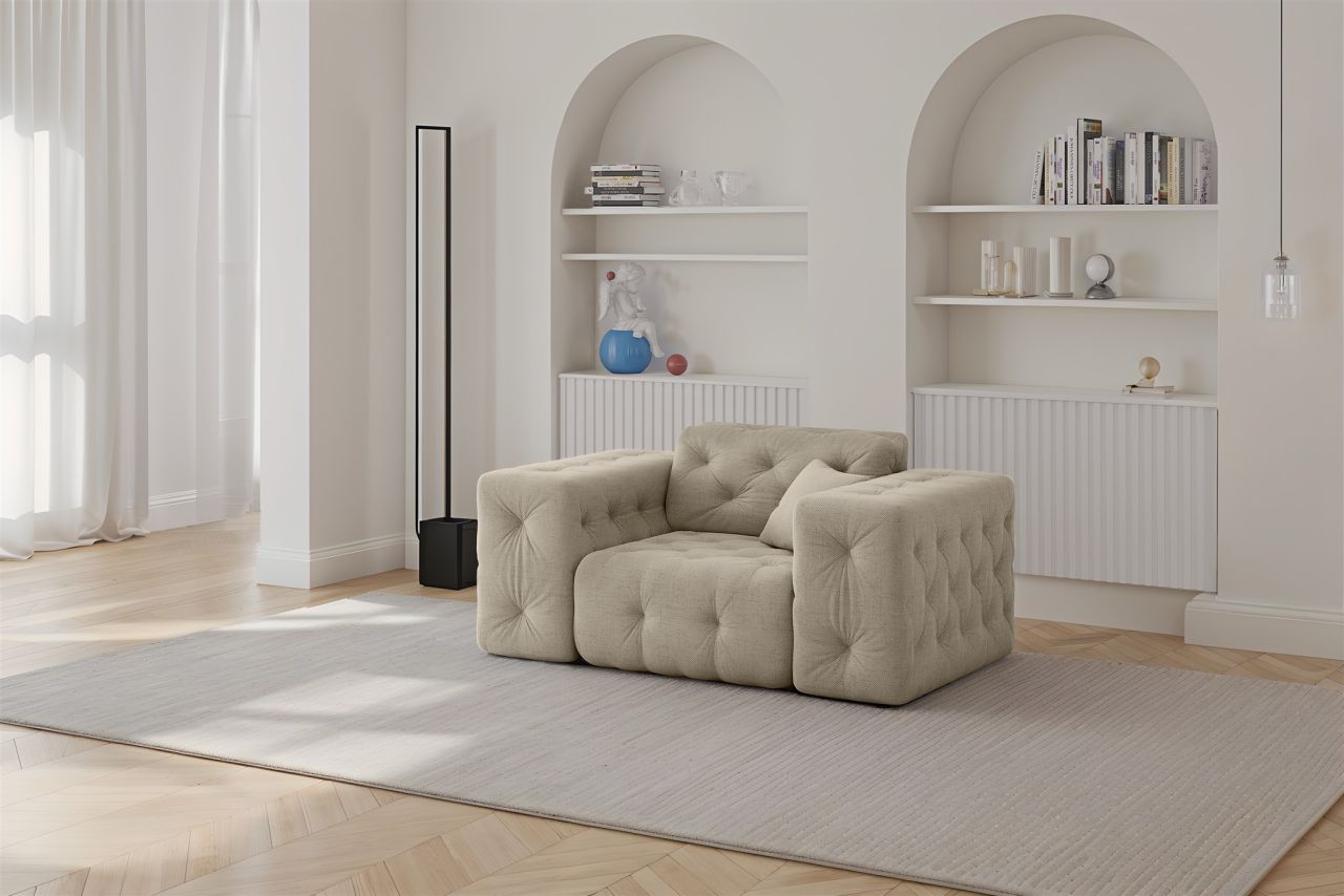 Sessel Designersessel CHANTAL in Stoff Moly Beige