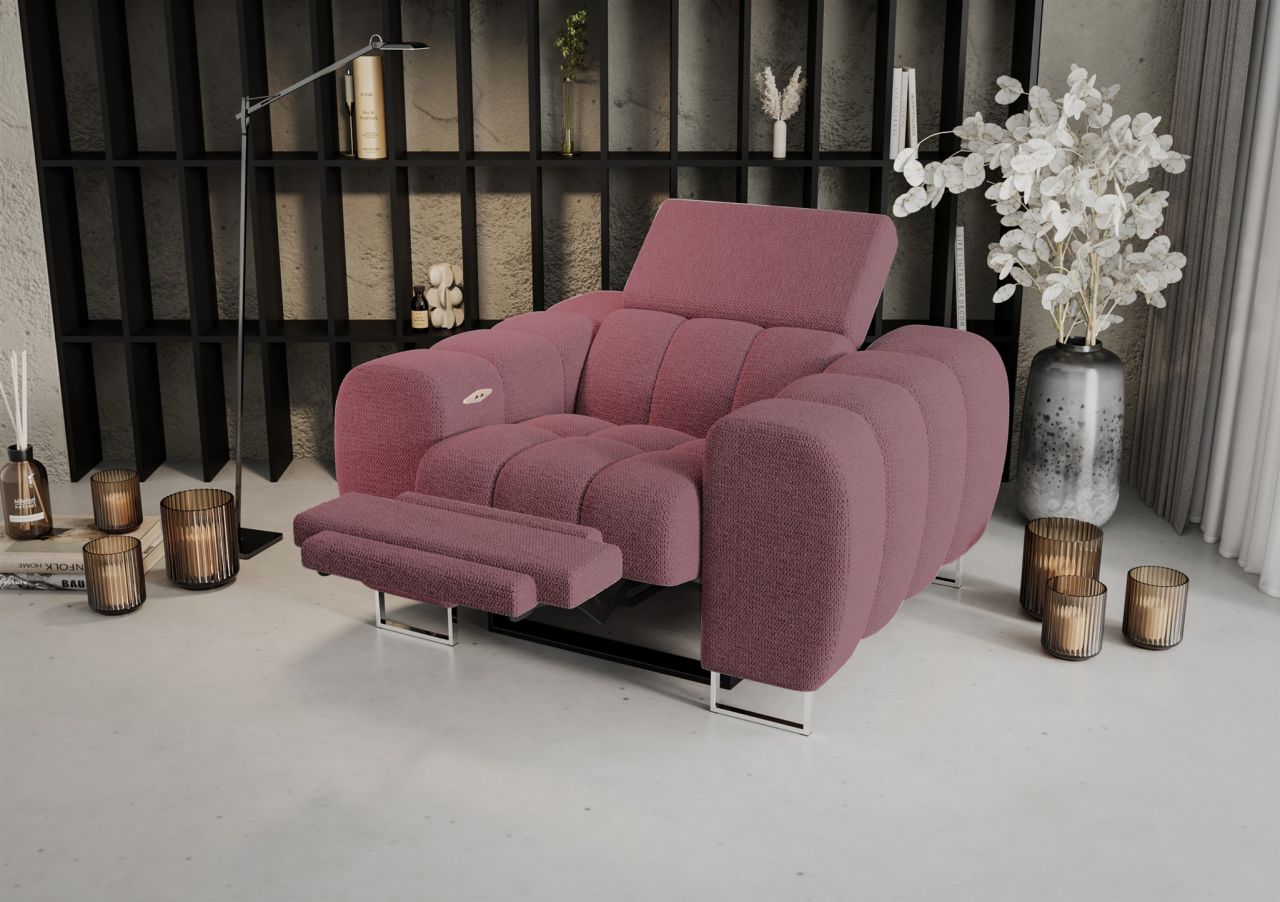 Sessel mit Relaxfunktion BASTIEN RELAX in Stoff Aragon Bordeaux