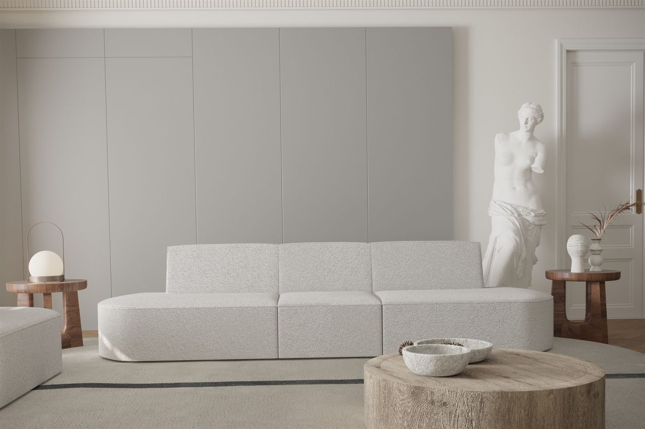 Sofa Designersofa 3-Sitzer MILOT in Stoff Ascot Bukla Creme
