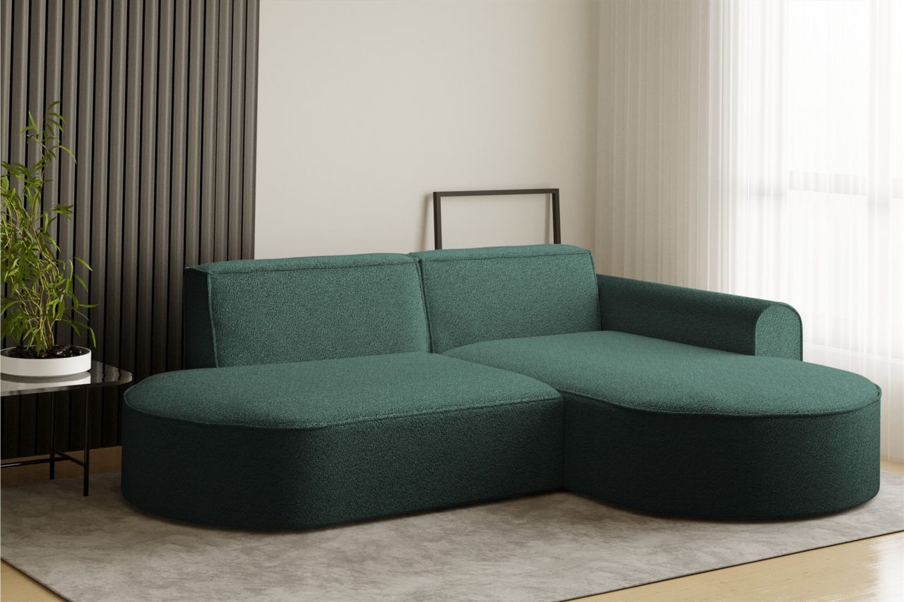 Ecksofa Designersofa BONDY in Stoff Ascot Petrol Ottomane Rechts
