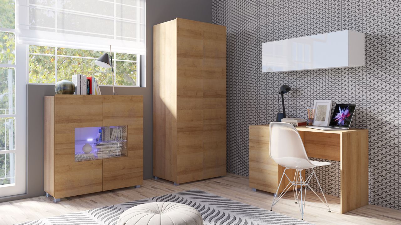 Kinderzimmer Jugendzimmer Set 4 tlg - LABRI 1 - Sonoma / Weiss HGL