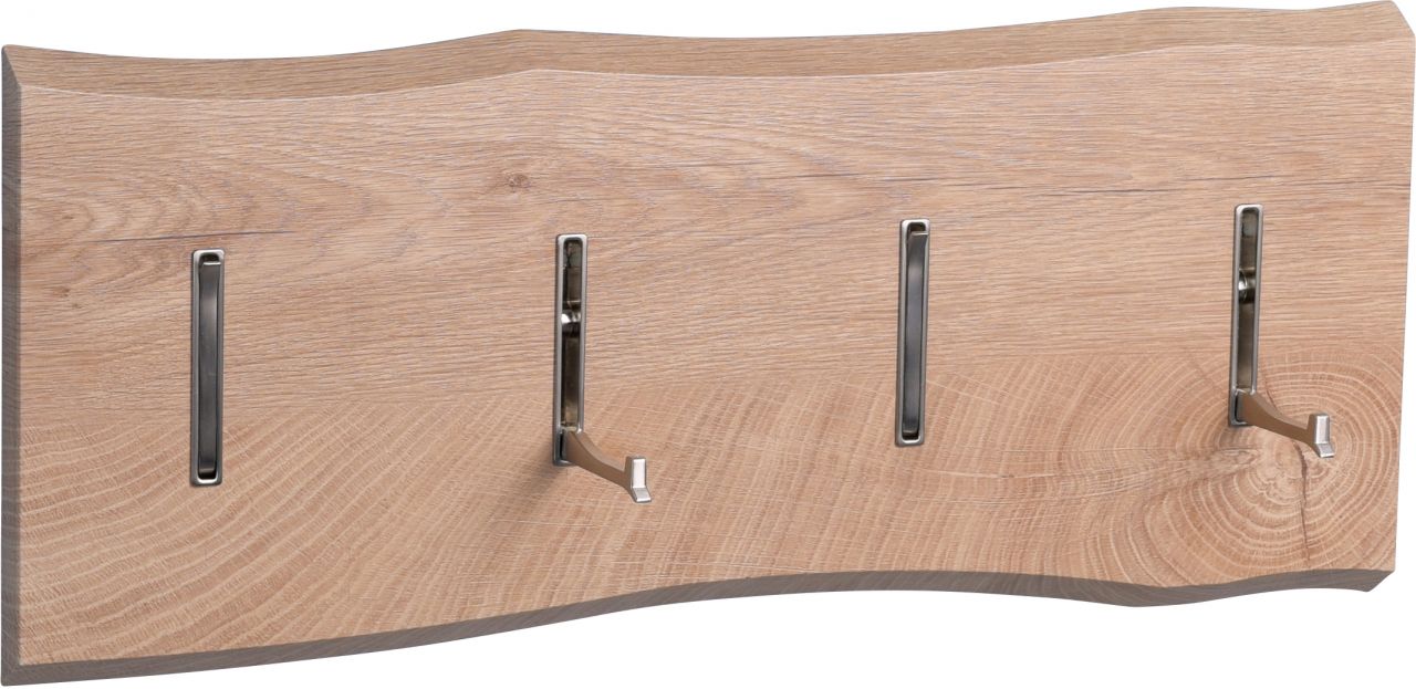 Garderobe ADAM 60x25x2,3 cm inkl. 4 Haken Baumkante Dekor Eiche
